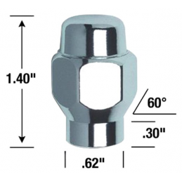 High quality wheel nut with long collar. LUGNUT 1/2UNF 64-73