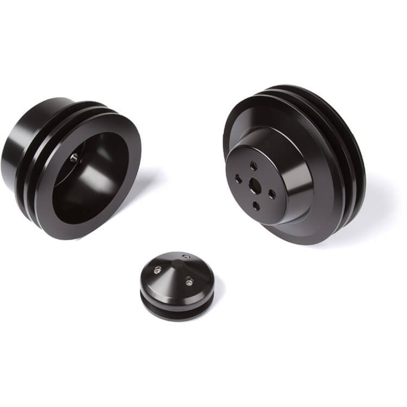 Pulley Kit Billet 2V WP / 2V Crank, 3 csavar, szíjtárcsa szett, fekete 64-69 Pulley Kit Billet 2V WP / 2V Crank, 3 csavar, szíjtárcsa szett, fekete 64-69