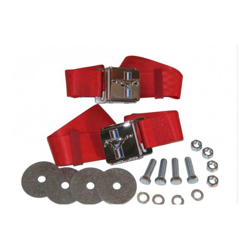 Biztonsági öv készlet lóval, világospiros 64-70